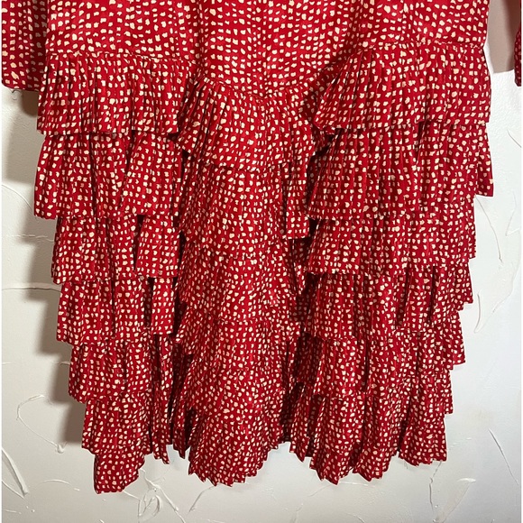 Vintage Neiman Marcus 1980s Red Dots Ruffle Dress 100% Silk SZ 4 - Picture 5 of 15